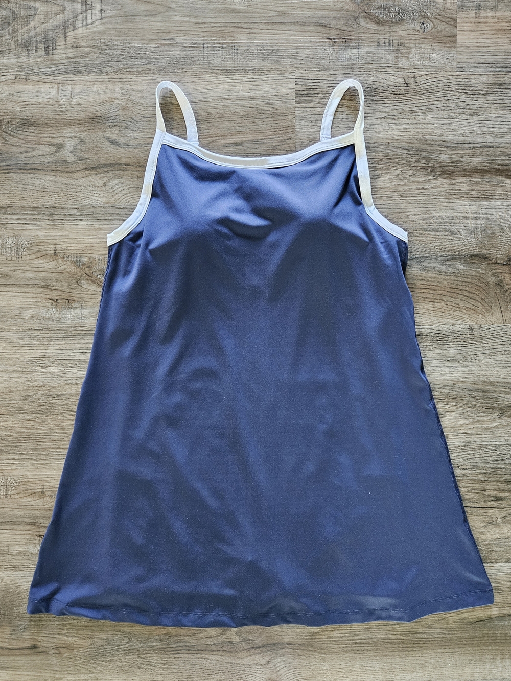 Yogalicious Womens Nudetech Baseline Belle Square Neck Navy & White Dress